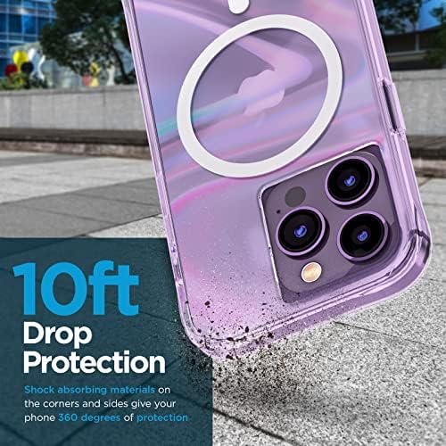 מקרה מארז מאייפון 14 Pro Case-בועת סבון [הגנה על טיפת 10ft] [תואם למגספה] כיסוי מגנטי עם אפקט מערבולת ססגוני